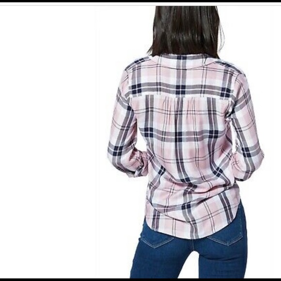 Paige Pink Plaid Button down shirt - Picture 6 of 13